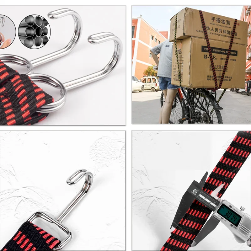 Bungee Cords 1M Elastic Bungees Cords Heavy Duty Luggage Bungee Straps with Hooks Antislip Flat Elasticity Rope Upgrades