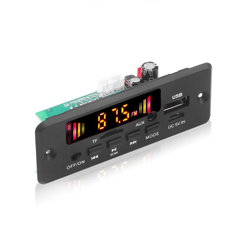 차량용 MP3 플레이어 USB 녹음 모듈, MP3 디코더 보드, 핸즈프리 블루투스 V5.0, 스피커용 FM AUX 라디오, 6W 앰프, 5V-32V, 12V