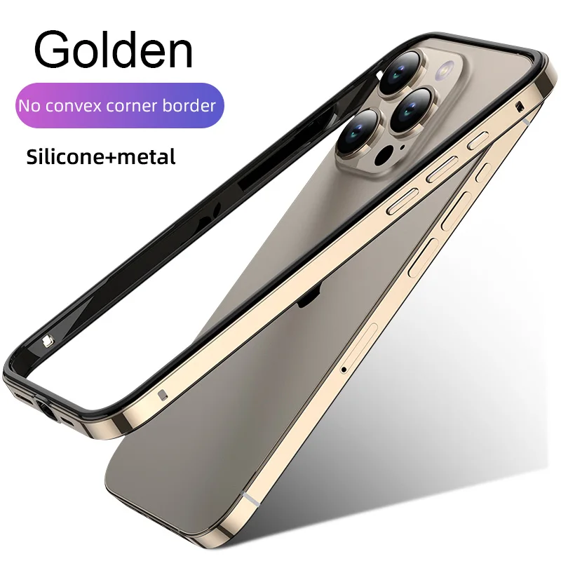 thumbnail image 1 of Funda de teléfono de Metal de aluminio con marco de silicona híbrido para iPhone 15, 14, 13, 12 Pro Max, mejor parachoques térmico, 1 of 5