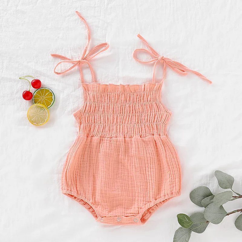 6 kolorów 0-18M moda gorący noworodek niemowlę dziecko śpioszki dziewczęce bez rękawów bawełniana jednolity kombinezon strój na lato zestaw ubrań