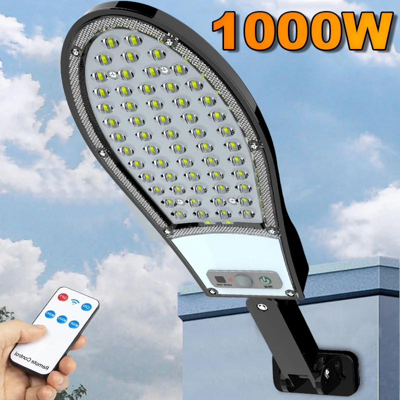 1000W LED Solar Lights Outdoor Garden Street Light With Motion Sensor and Remote Control Waterproof Wall Light for Garage hormann bs series remote 868mhz compatible hormann hse2 hse4 hse5 hse1 868 hs1 hs4 hs5 hsp4 hsd2 garage door remote control