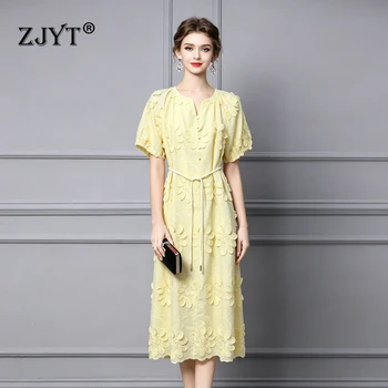 ZJYT Summer 100% Cotton Embroidery Loose Dress Women 2026 Fashion New Short Sleeve Casual Holiday White Dresses Elegant Vestidos 1