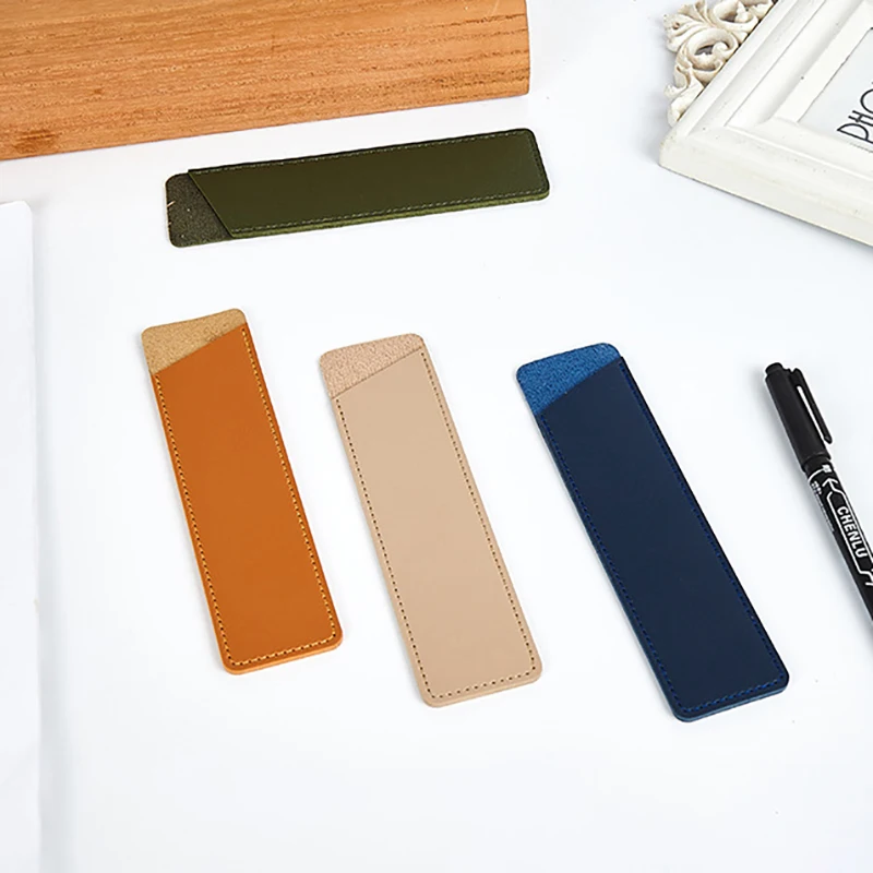 

Simple Pen Sleeve PU Leather Mini Small Pen Bag Pencil Pouch Stationery Fountain Pen Holder Case Student School Supplies