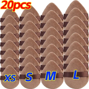 1/20pcs Velvet Cosmetic Powder Puff Loose Powder Beauty Makeup Tools Professional Triangle Dual Use Washable Puffs S/M/L/Mini 1