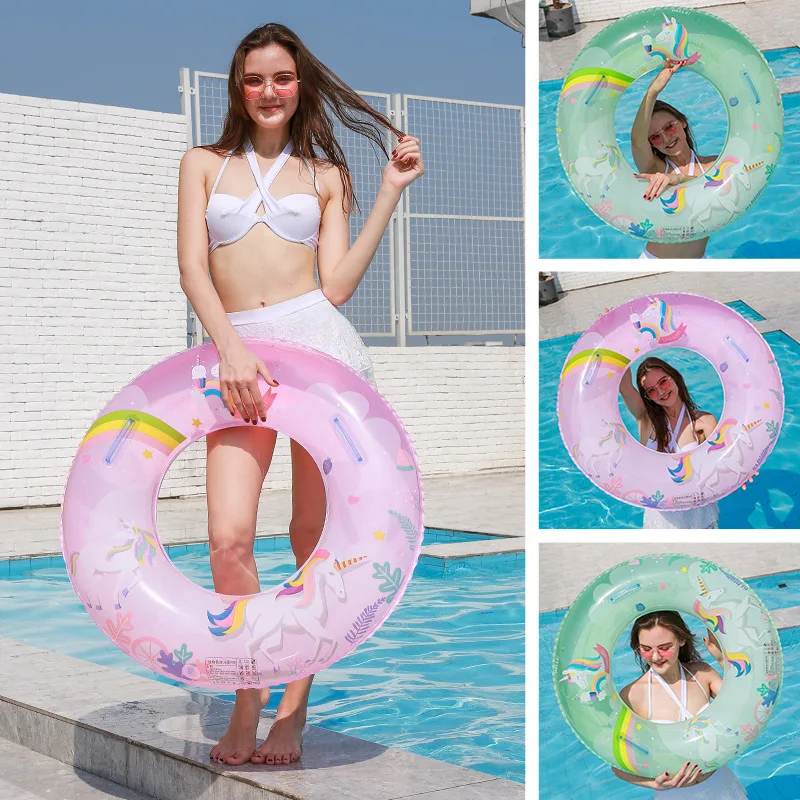 90# with Handle Adults Inflatable Swimming Ring Unicorn Pool Float Inflatable Swimming CircleTube For Adult Beach Water Toy