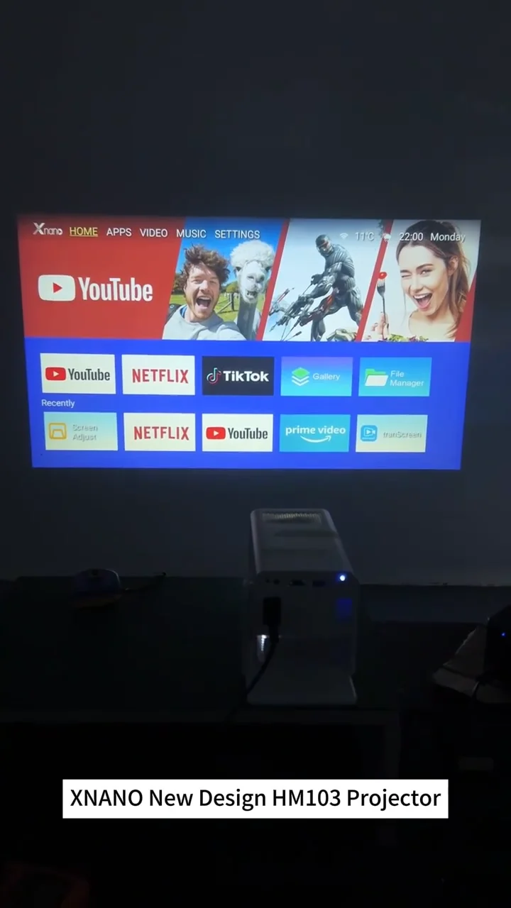 Xnano HM103-A native 1080P 2GB 16GB 500 ANSI Projector 4K Android 13 Dual WiFi5 BT5.2 1920x1080P Home Theater Cinema Mini Projectors