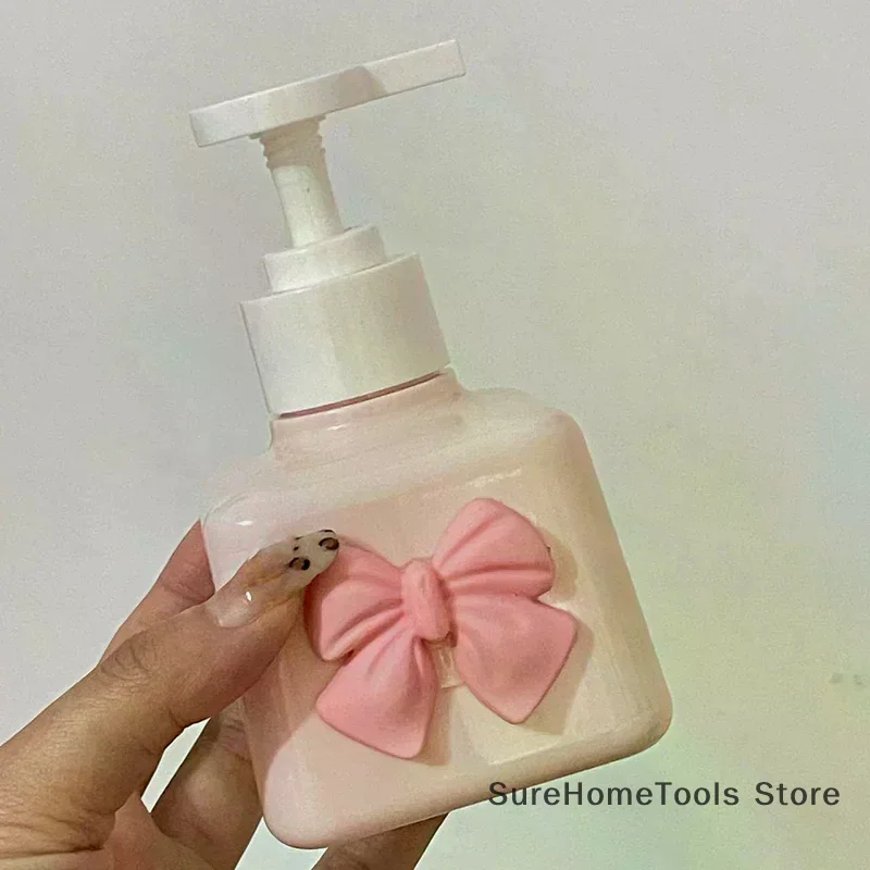 1pc 200ML Refillable Bow Soap Dispenser Plastic Press Pump Lotion Bottle Shower Hand Sanitizer Shampoo Bathroom Kitchen Home