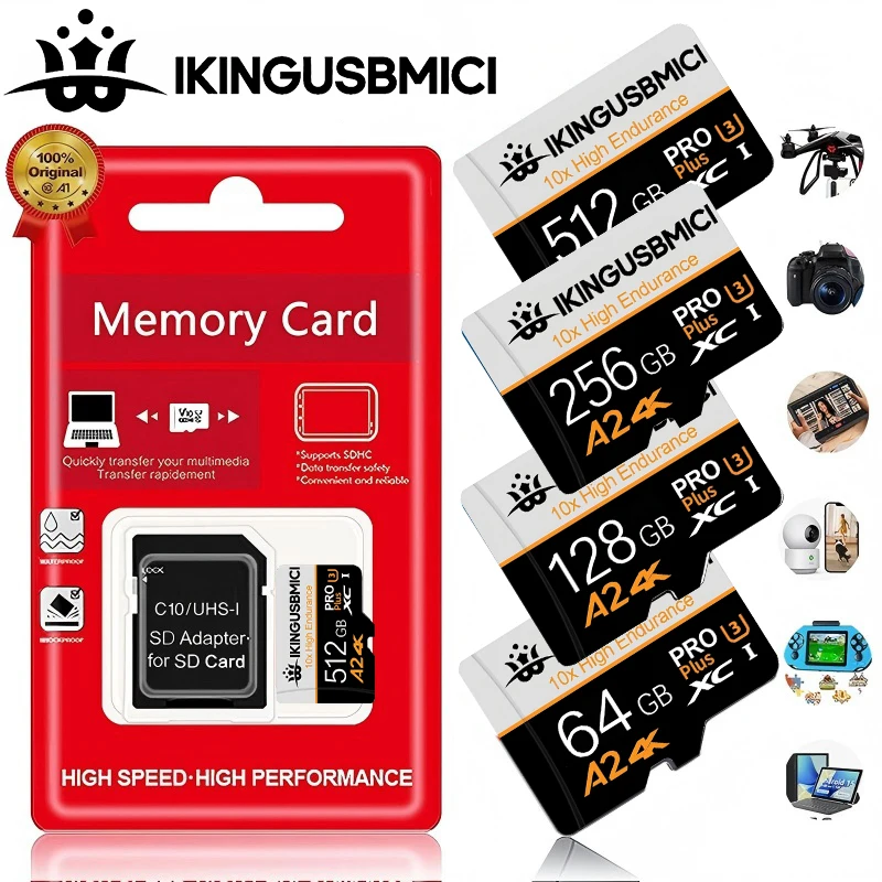 효율적인 SD 카드 메모리 카드 마이크로 TF 카드 TF 카드 32GB 64GB 128GB 512GB 클래스 10 고속 닌텐도 스위치 감시용