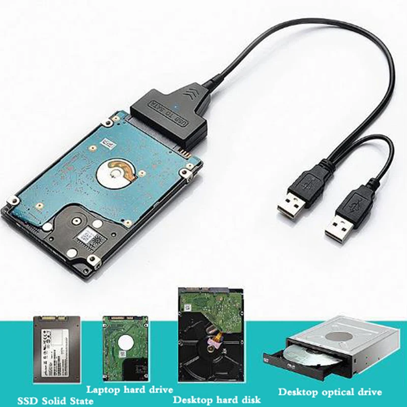 SATA кабель для ноутбука, SSD 2,5 дюйма, настольный HDD внешний жесткий диск USB 3,0 адаптер с портом питания для OS, для Windwos