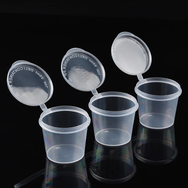 Clear Plastic Chutney Cups Lids Sauce Pots Deli Dessert Condiment