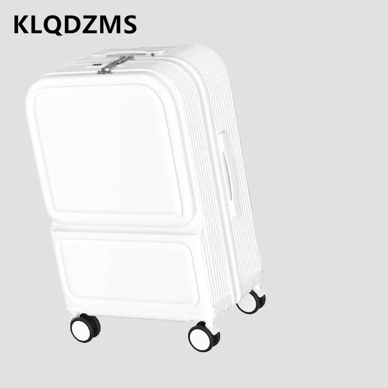 

KLQDZMS 20"22"24"26Inch Rolling Suitcase Front Opening Laptop Boarding Case ABS + PC Trolley Case Handheld Travel Suitcase