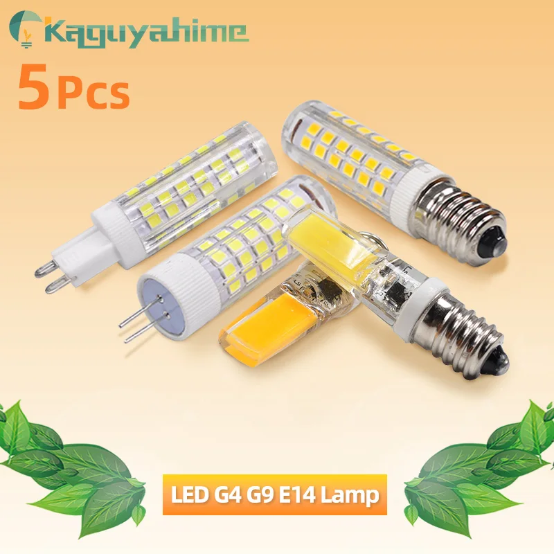 Kaguyahime 5Pcs LED G9 G4 E14 디 밍이 가능한 램프 옥수수 전구 9W 7W 5W 3W LED E14 G4 전구 AC 220V 샹들리에 자리 할로겐 램프 교체