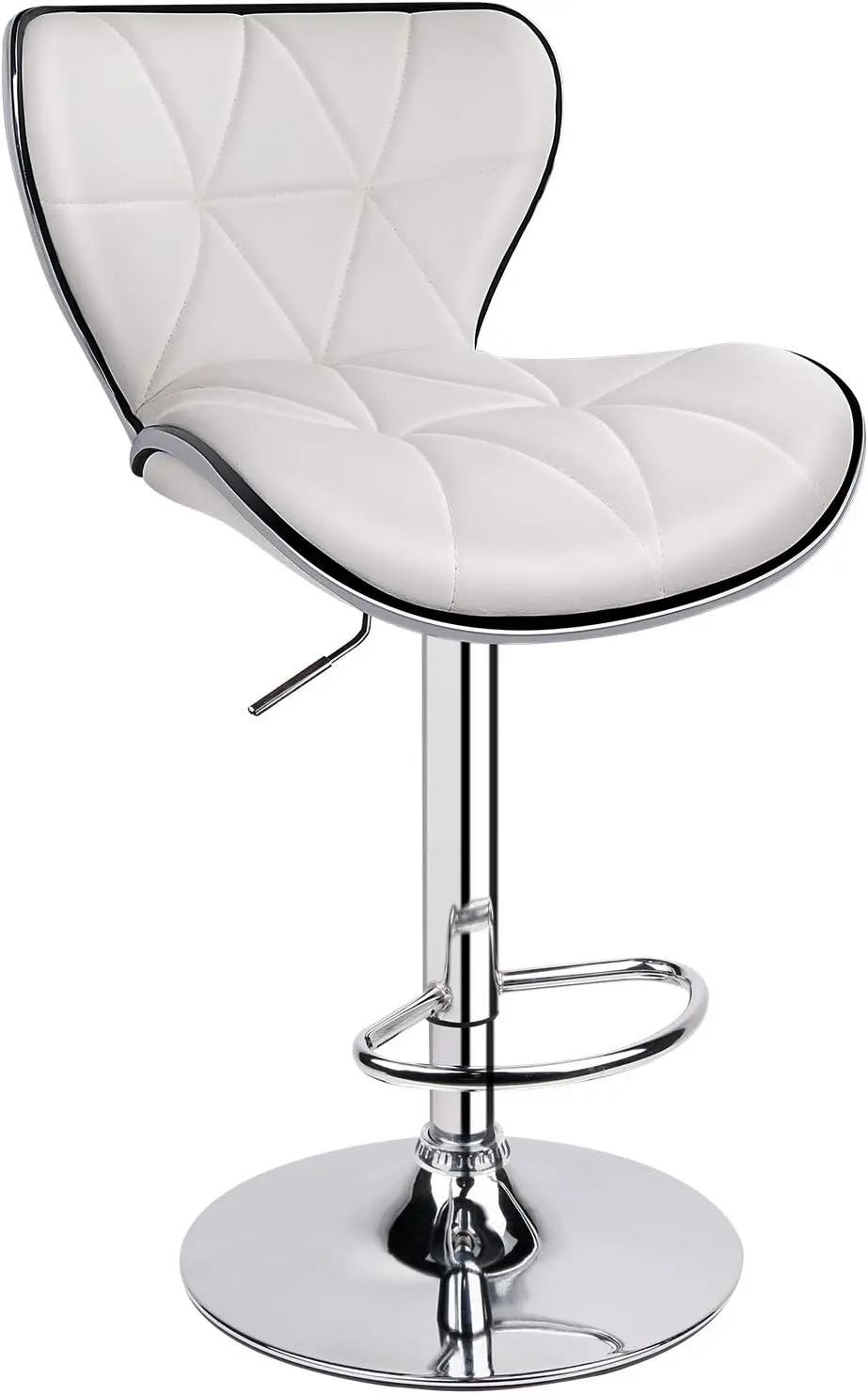 

Adjustable backrest bar stool, PU leather backrest, 1 chair (white)