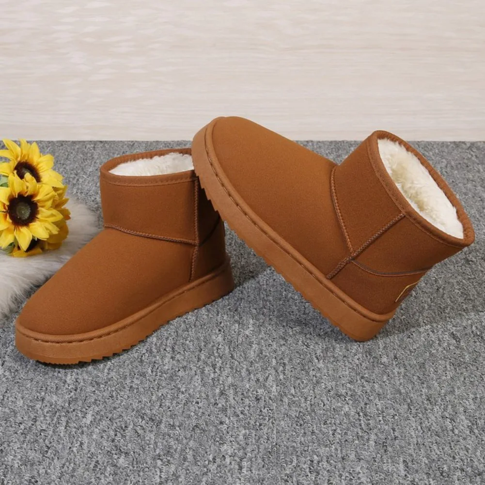 Thick Plush Platform Snow Boots Women Winter Keep Warm Fur Cotton Shoes Woman Faux Suede Slip-On Ankle Botas Padded Shoes