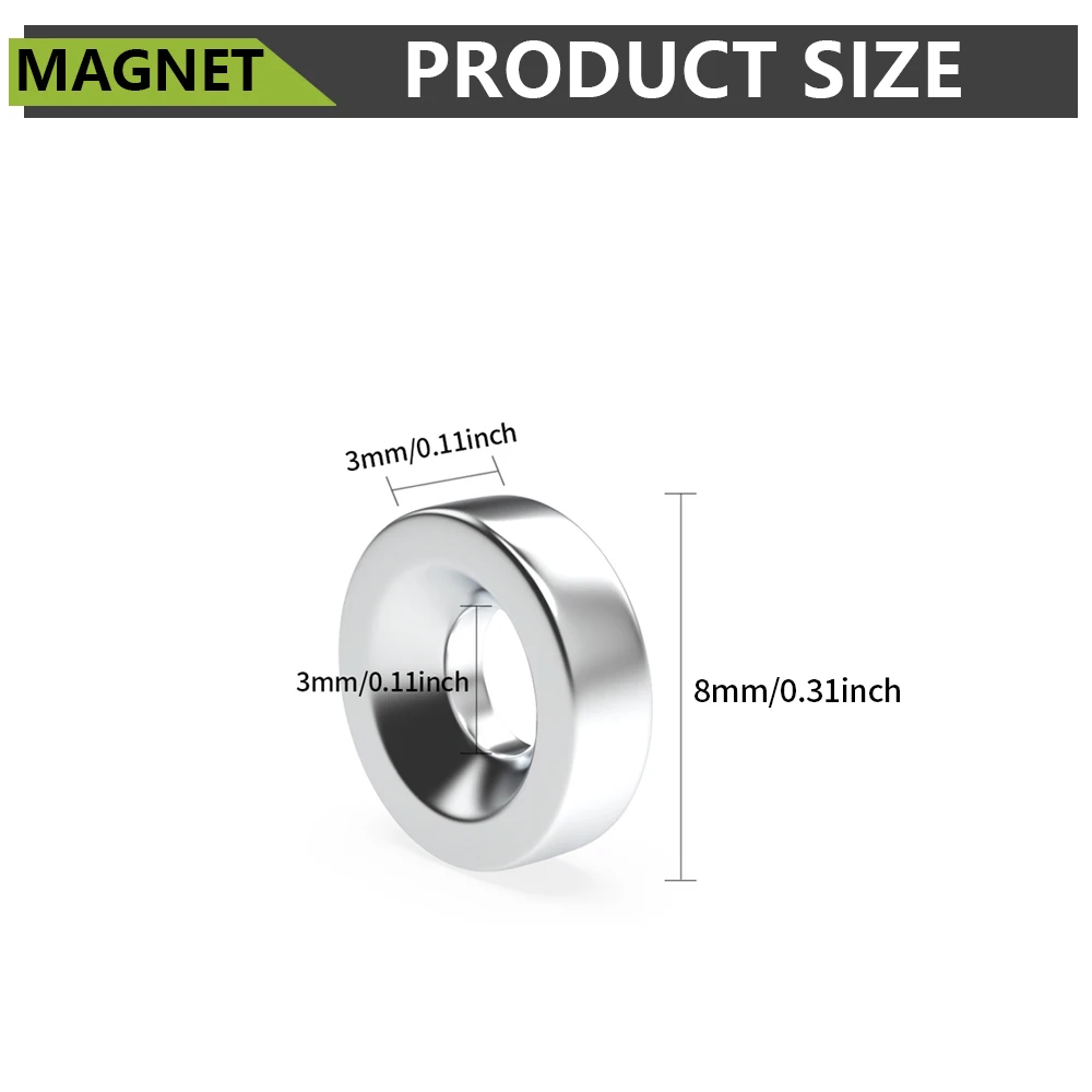 8x3-3mm N35 Superstarker Neodym-Magnet, rund, mit Löchern, NdFeB, leistungsstarker Permanentmagnet, Magnete für Kühlschränke – Detail 5