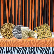 

Leopard Jungle Safari Party Decorations Disposable Tableware Set Plates Napkins Cups Kids Boys Birthday Baby Shower Tablecloth