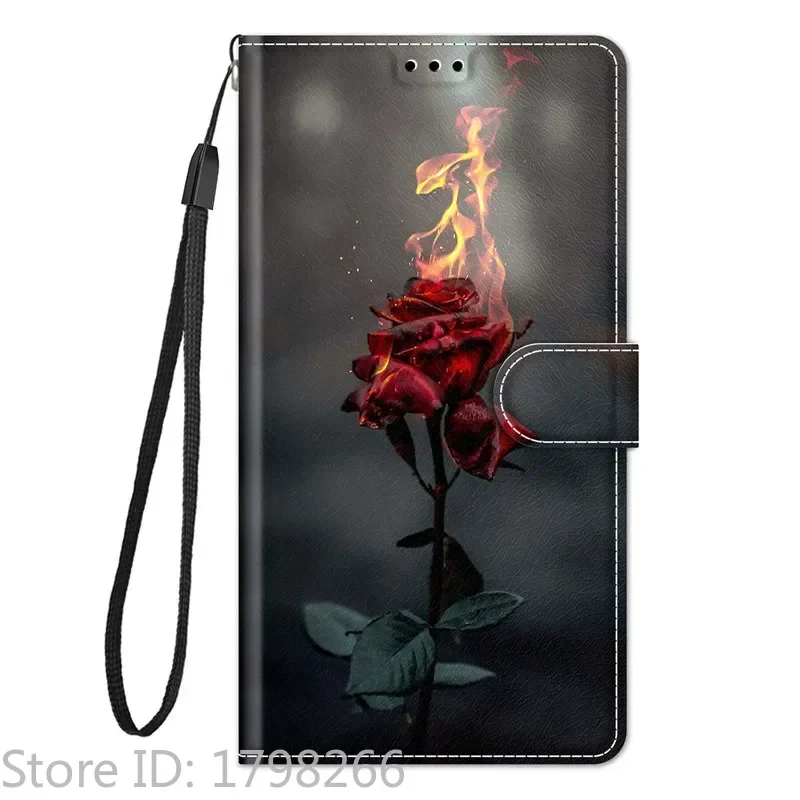 Leather Wallet Phone Case - Magnetic Flip Cover with Stand and Artistic Design