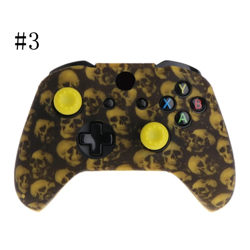 Skull Pattern Silicone Gamepad Cover+2 Joystick Caps For XBox One X S Controller пабг джостики чехол для джойстика джоки 조이스틱