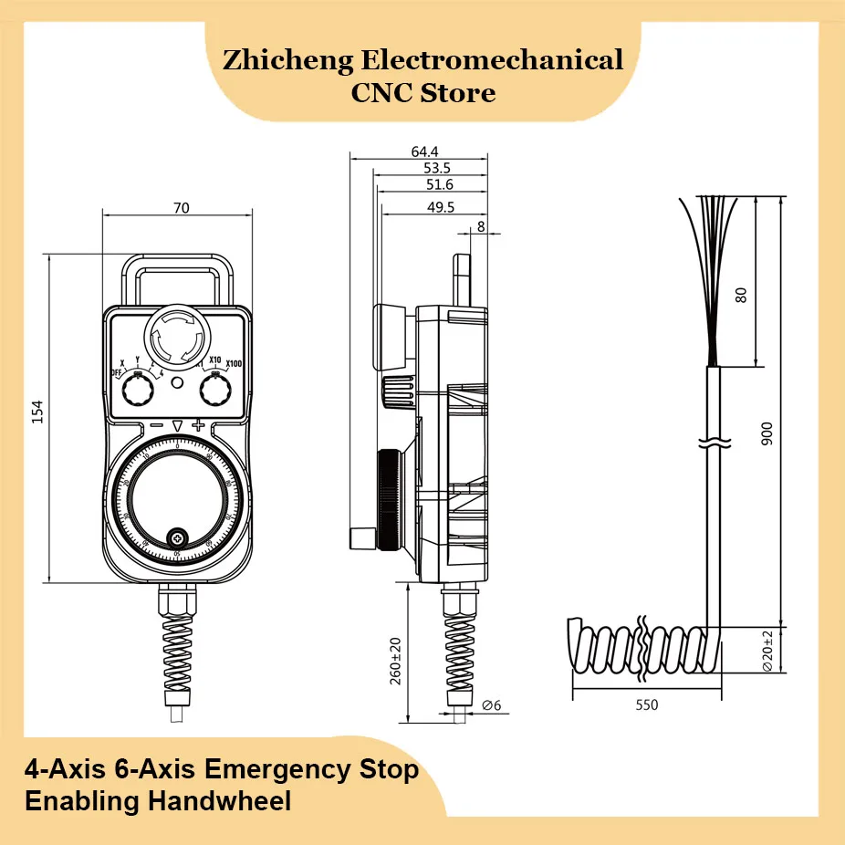 CNC Handwheel Standard 5v mpg 4-axis 6-axis cnc electronic handwheel mach3 motion control system emergency stop