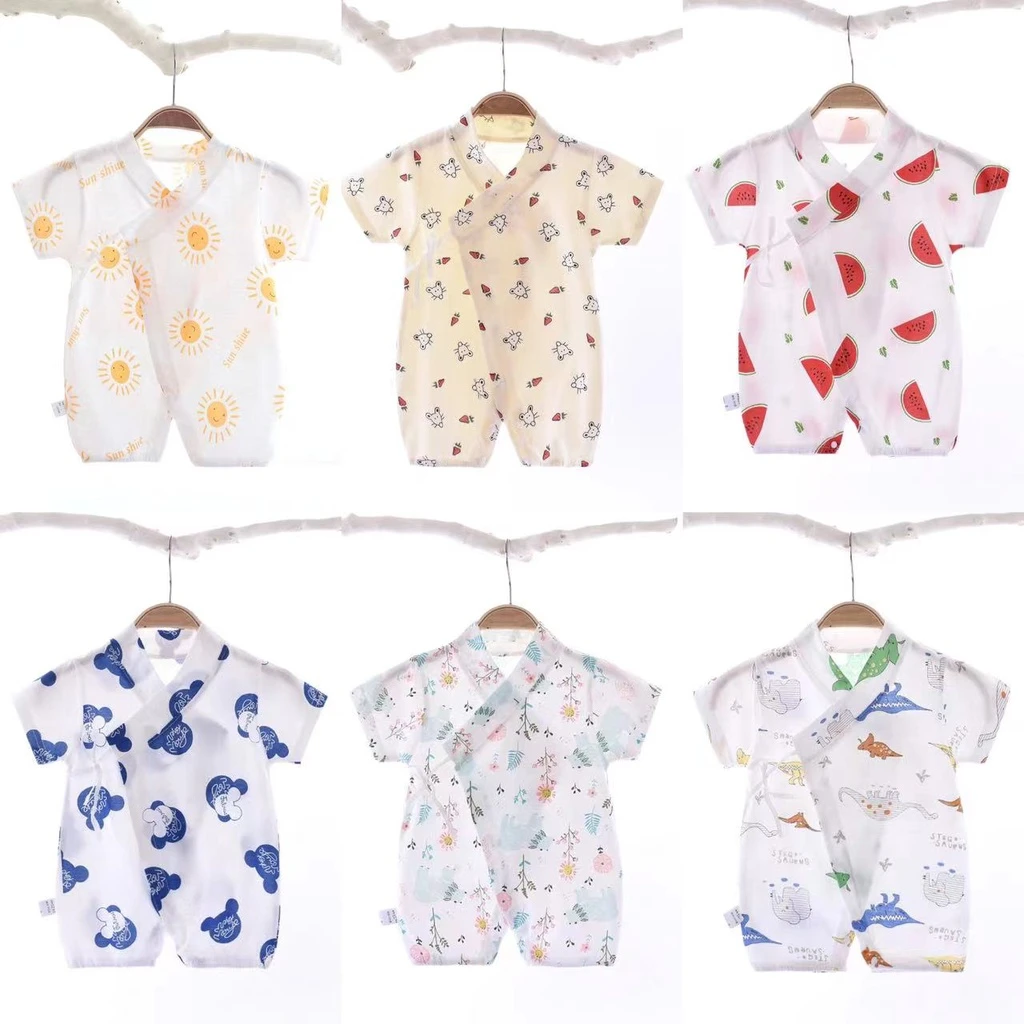 Baby Bodysuits cheap Newborn Baby Cotton Short Sleeve Full Print Romper Baby Boy Girl Clothes 0-24M baby bodysuit dress