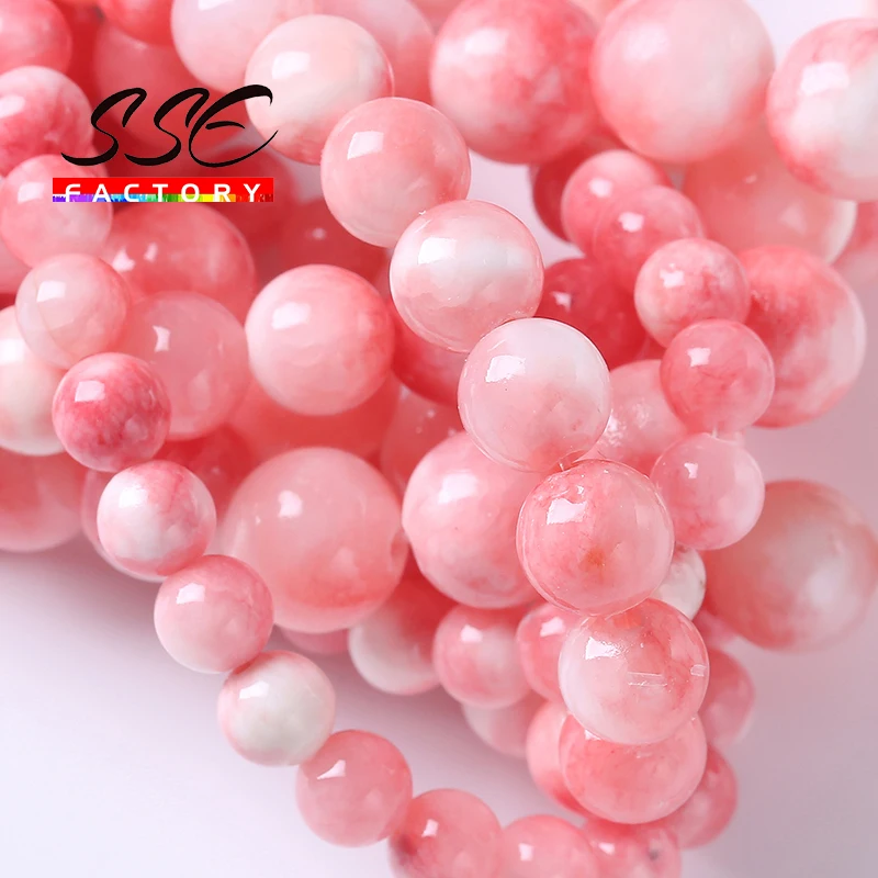 

Natural Pink Jades Stone Round Beads Loose Spacer Beads for Jewelry Making DIY Handmade Bracelets Necklaces Accessories 6 8 10MM