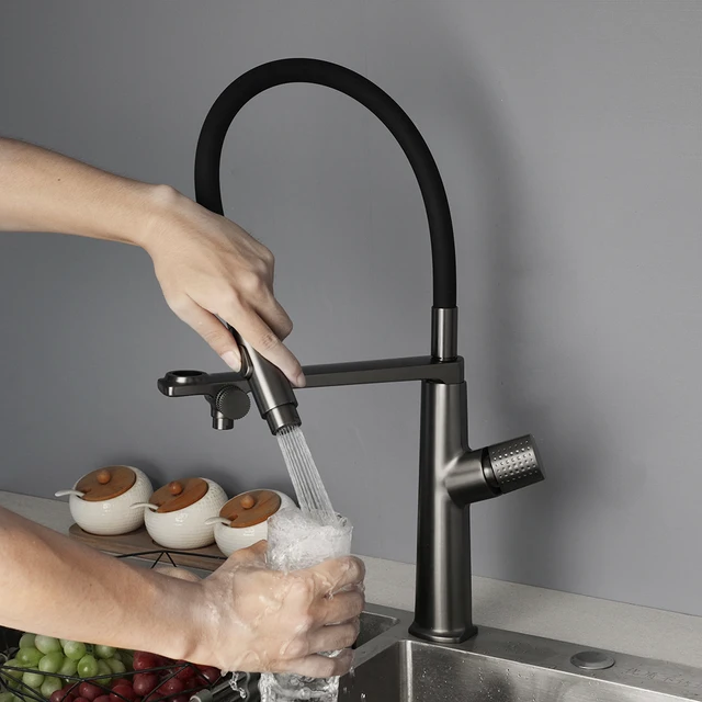 Zappo ก๊อกน้ำสำหรับห้องครัวที่มีการแยกการดื่มน้ำดึงออกจากอ่างครัวก๊อกน้ำด้ามเดียวผสมก๊อกน้ำด้วยการดึงลงเครื่องพ่นสารเคมี 3