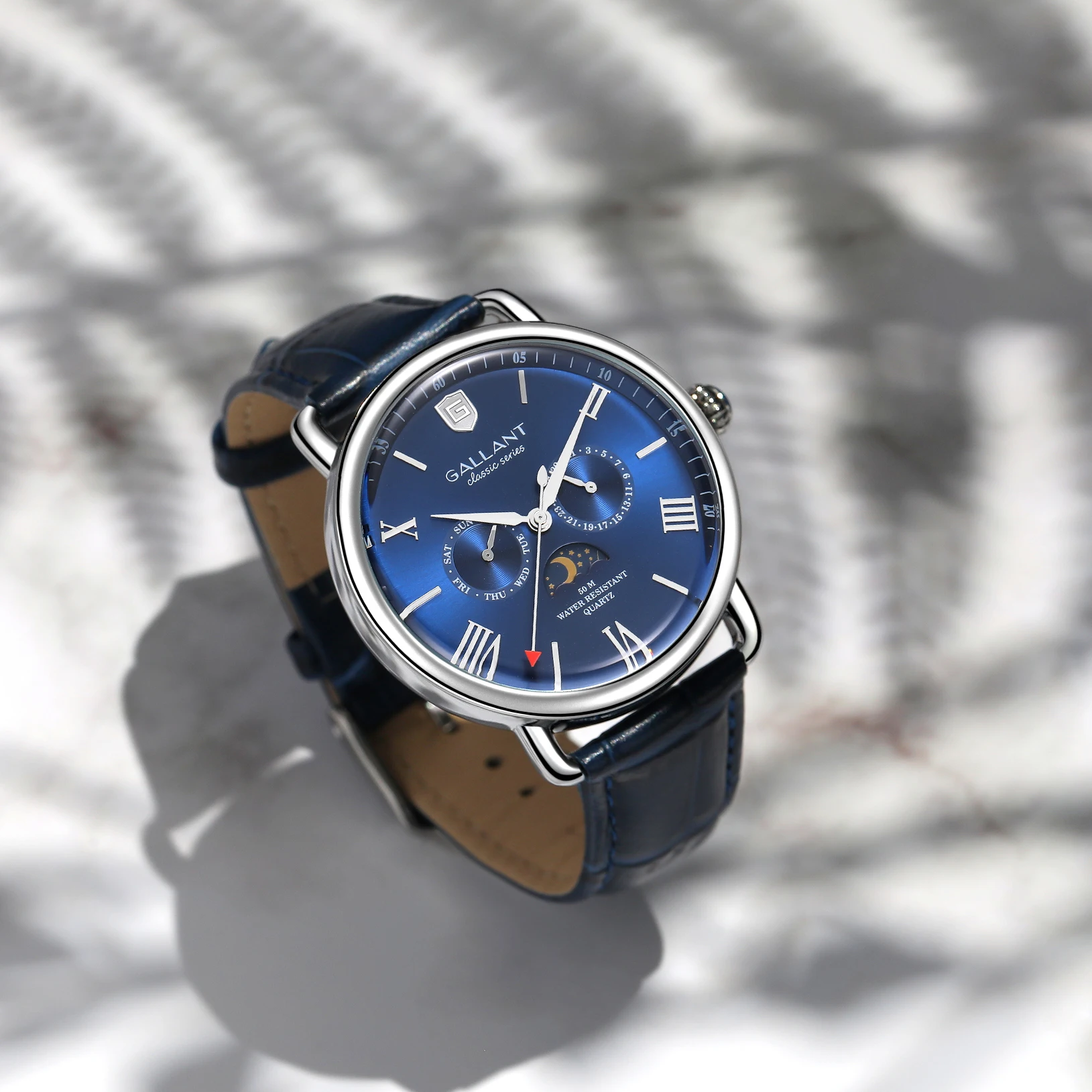 新品！Galaabend QL mansion maker ダブルコート44 GALLANT Mens Watch Luxury Quartz Watches Leather Wristwatch