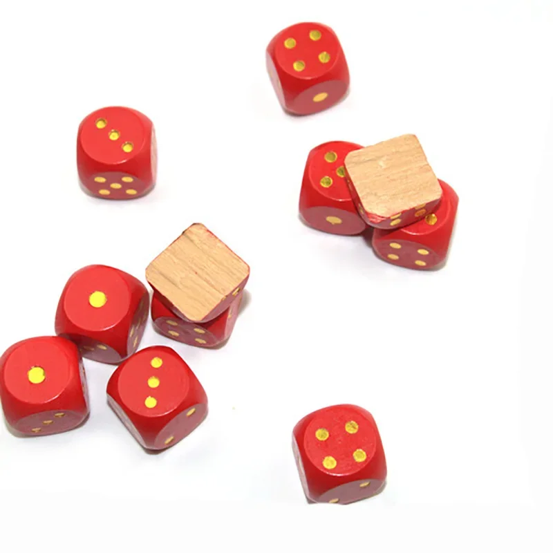 10 pcs/set 25mm Point Cubes Round Coener Dice Set Wooden 6 Sided Colorful Point Dice Board Game Accessory
