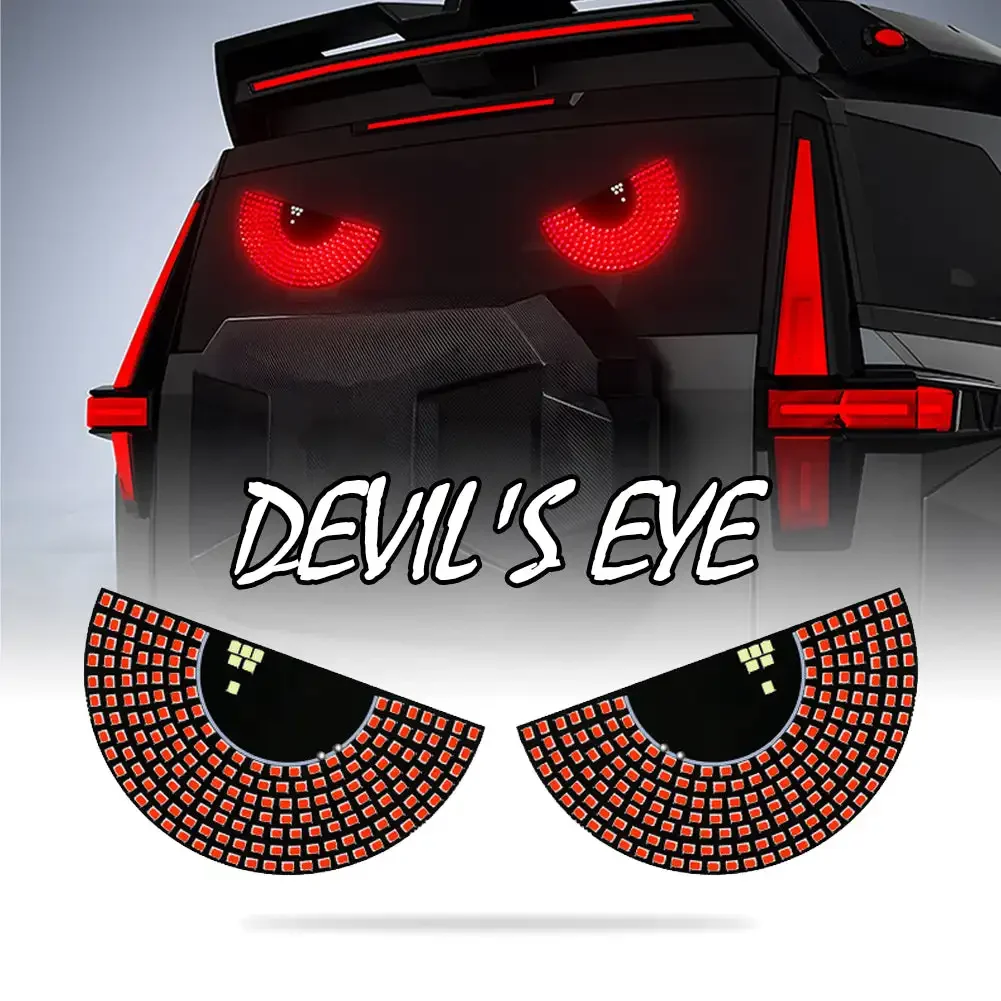 2Pcs Car LED USB Plug Cat's Eye Decorative Light Rear Warning Light Red Devil Eye Atmosphere Auto Decoration Accessories