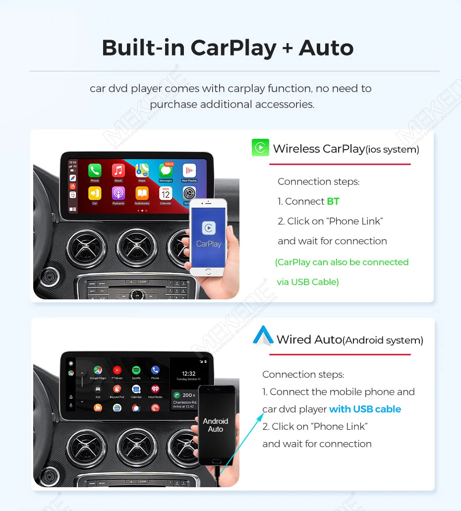 MEKEDE Radio para Auto con Carplay y Android Auto Inalámbrico 4G, Pantalla de 10.25 Pulgadas, 6G+128G, para Mercedes-Benz Clase E W212 E200 E230 E260 S212 NTG4.0 NTG4.5 NTG5.0, Sistema Multimedia Inteligente, GPS, Navegador, Wifi, BT, DSP, RDS, Unidad de Audio y Video Estéreo, 8 Núcleos, Todo en Uno, 1280*480 HD 8