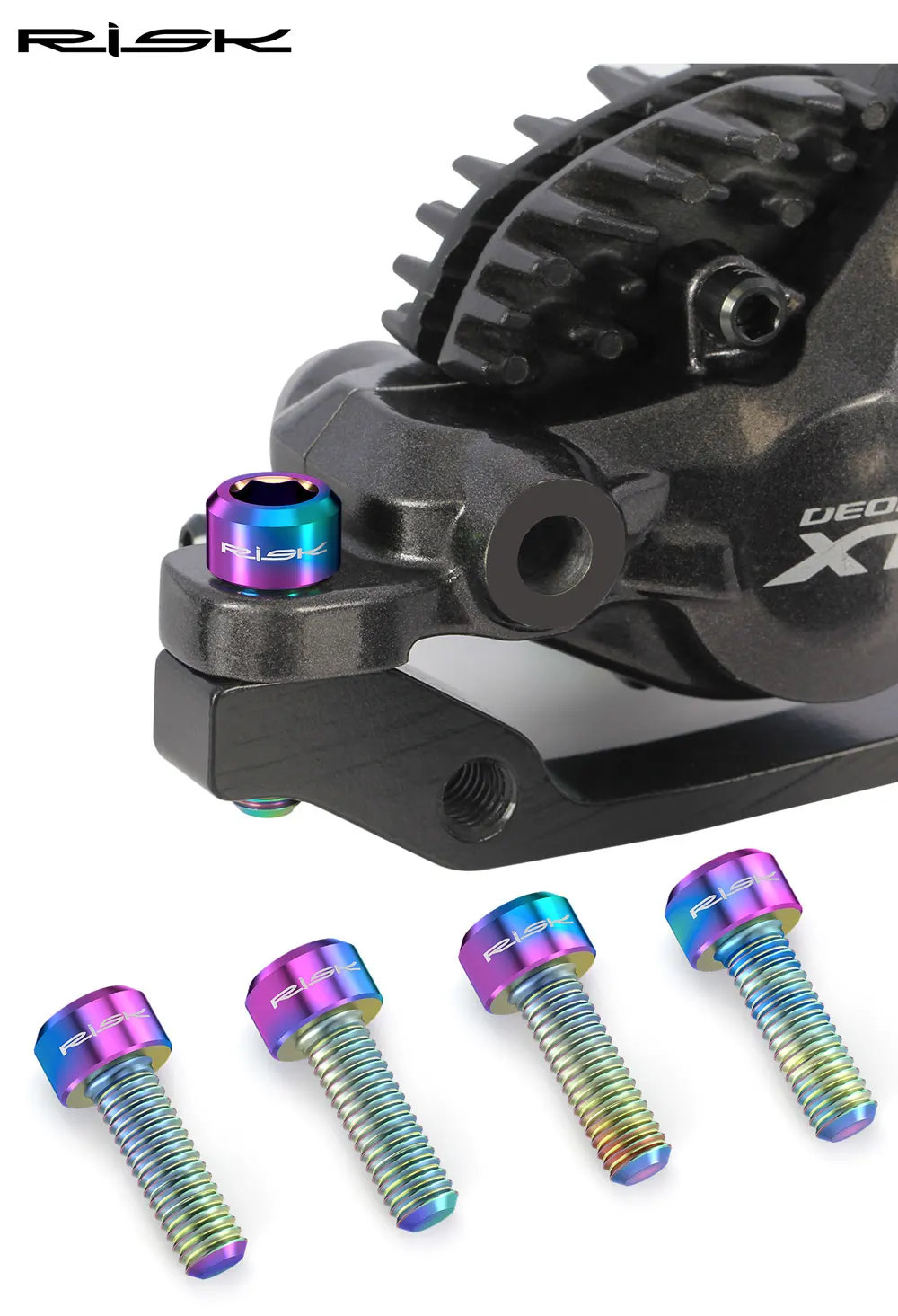 RISIKO 4PCS M6x16/18/20mm Fahrrad Scheibenbremse Feste Schrauben mit Unterlegscheibe Titan Mountainbike Bremssattel Klemme – Detail 4
