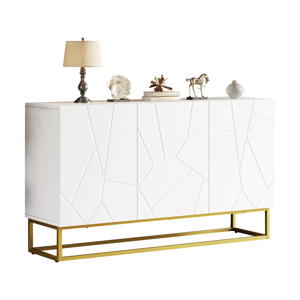 Hochglänzendes Buffet-Sideboard mit 4 Ablagefächern, moderne Möbel für Wohn- und Esszimmer-Hausaufbewahrung – Detail 5