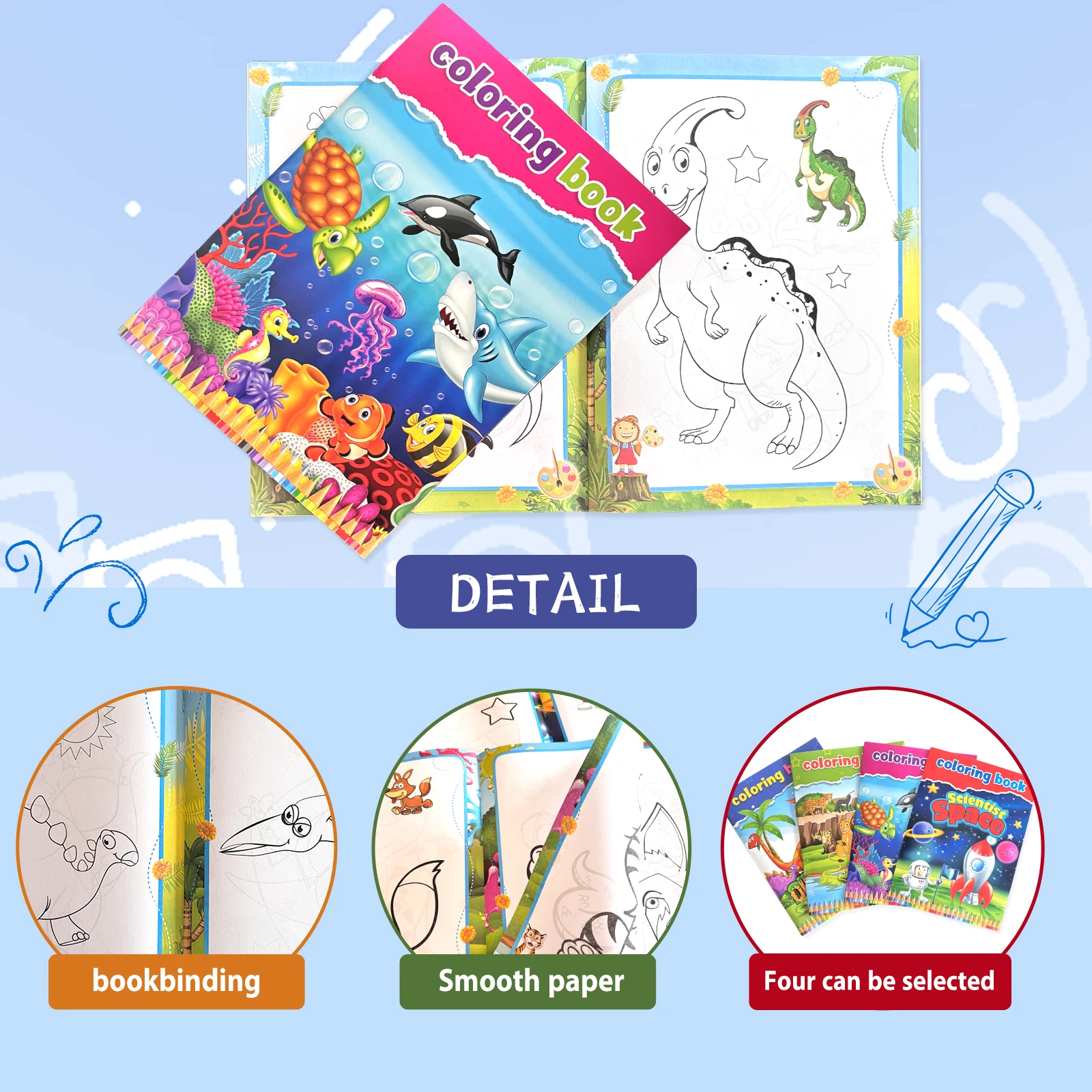 Children's Drawing Book Coloring Drawing Book Color Filling Graffiti Picture Book Painting Educational Toy Gift Concentration 5