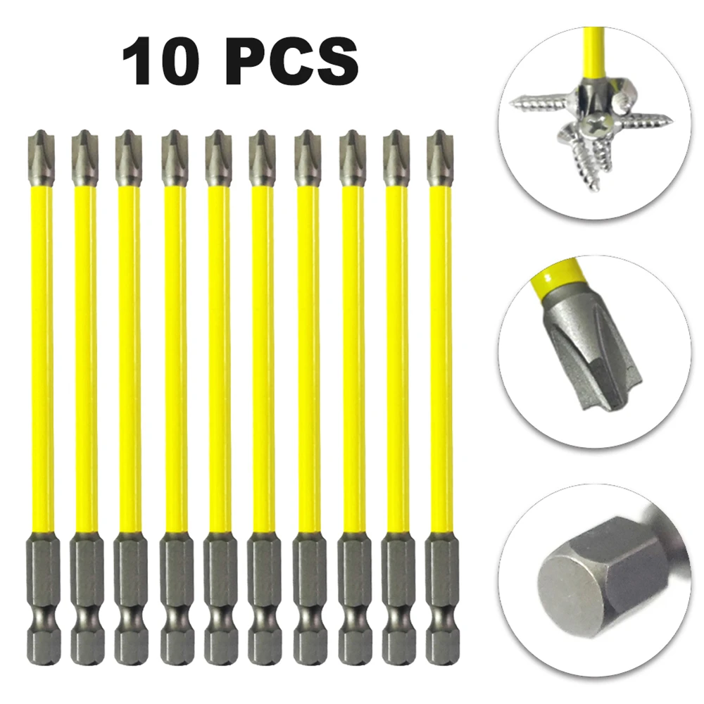 

Special Slotted Cross Screwdriver Bit Nutdrivers, FPH2 for Socket Switch Power, Electrician Power Tool, 65mm, 110mm, 10Pcs