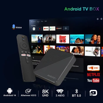 Android TV Box T8 Android 14 Dual Wifi 2.4G&5G Google Voice Ram 4GB 8GB Rom 64GB 128GB Media Player 3D 8K Video 4K Set Top Box