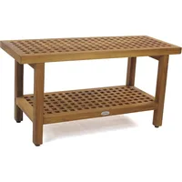The Original 36" Grate Teak Shower Bench with Shelf 2