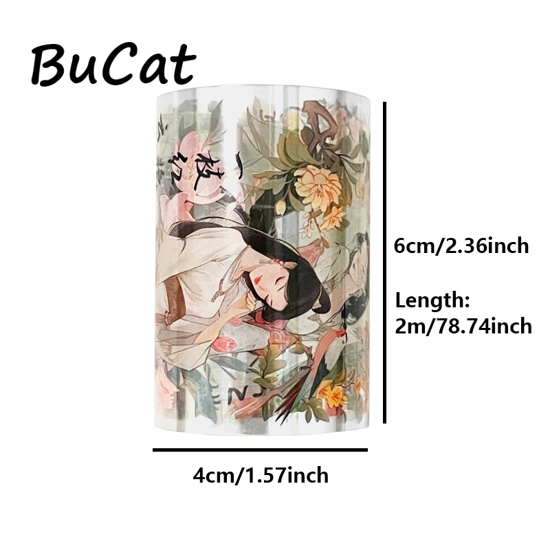 2m/Roll Ancient Style Girls PET Transparent Tape Decorative Adhesive Stickers for Scrapbooking Journal Sticker scrapbooking 6