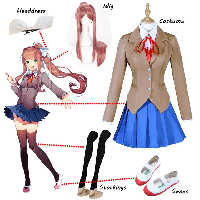 Doki Doki Literature Club Monika Cosplay Sayori Yuri Natsuki Cosplay  Costume