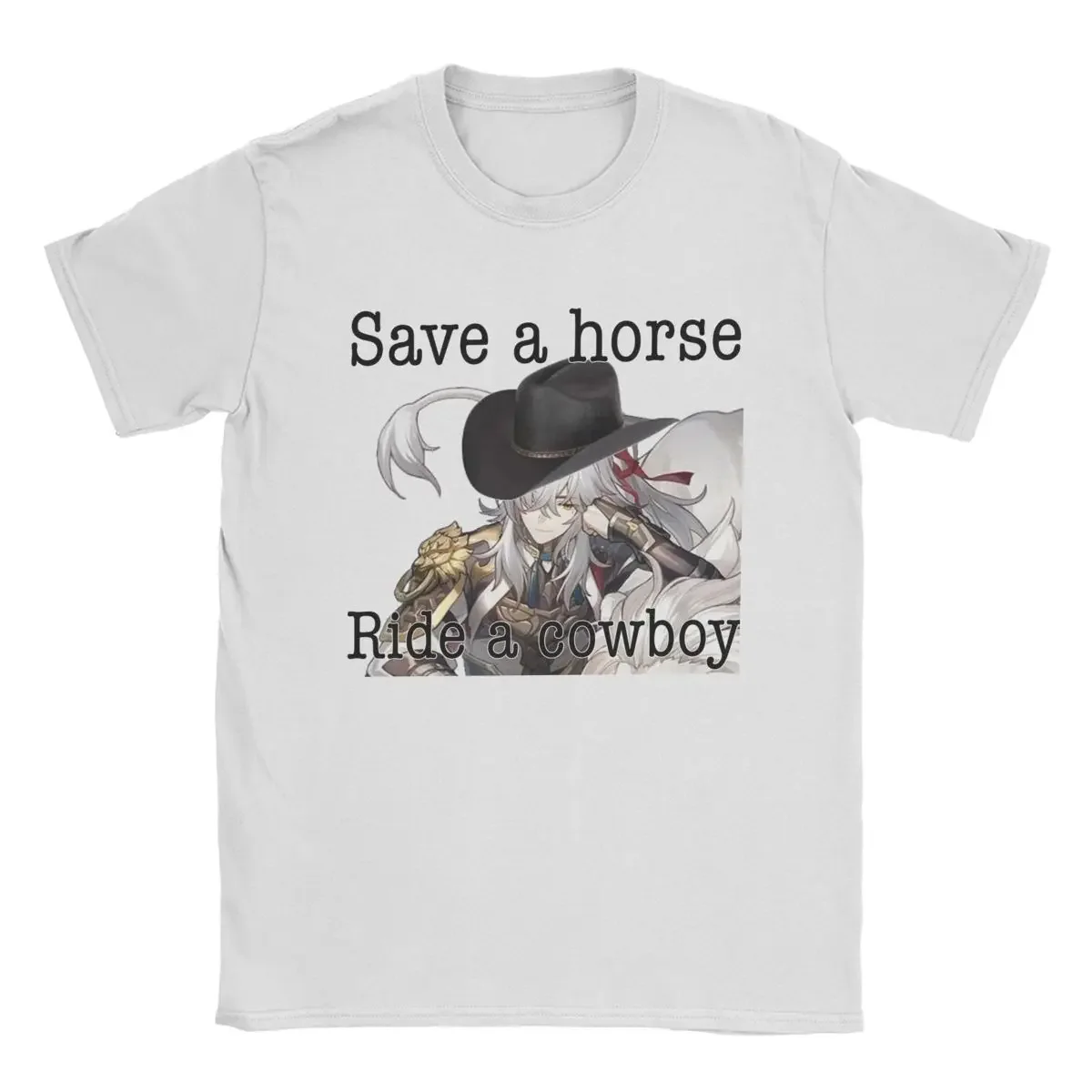 

Мужская футболка Jing Yuan с надписью «Save A Horse Honkai Star Rail», 100% хлопок, Забавные футболки с круглым вырезом, футболка с короткими рукавами, одежда в подарок