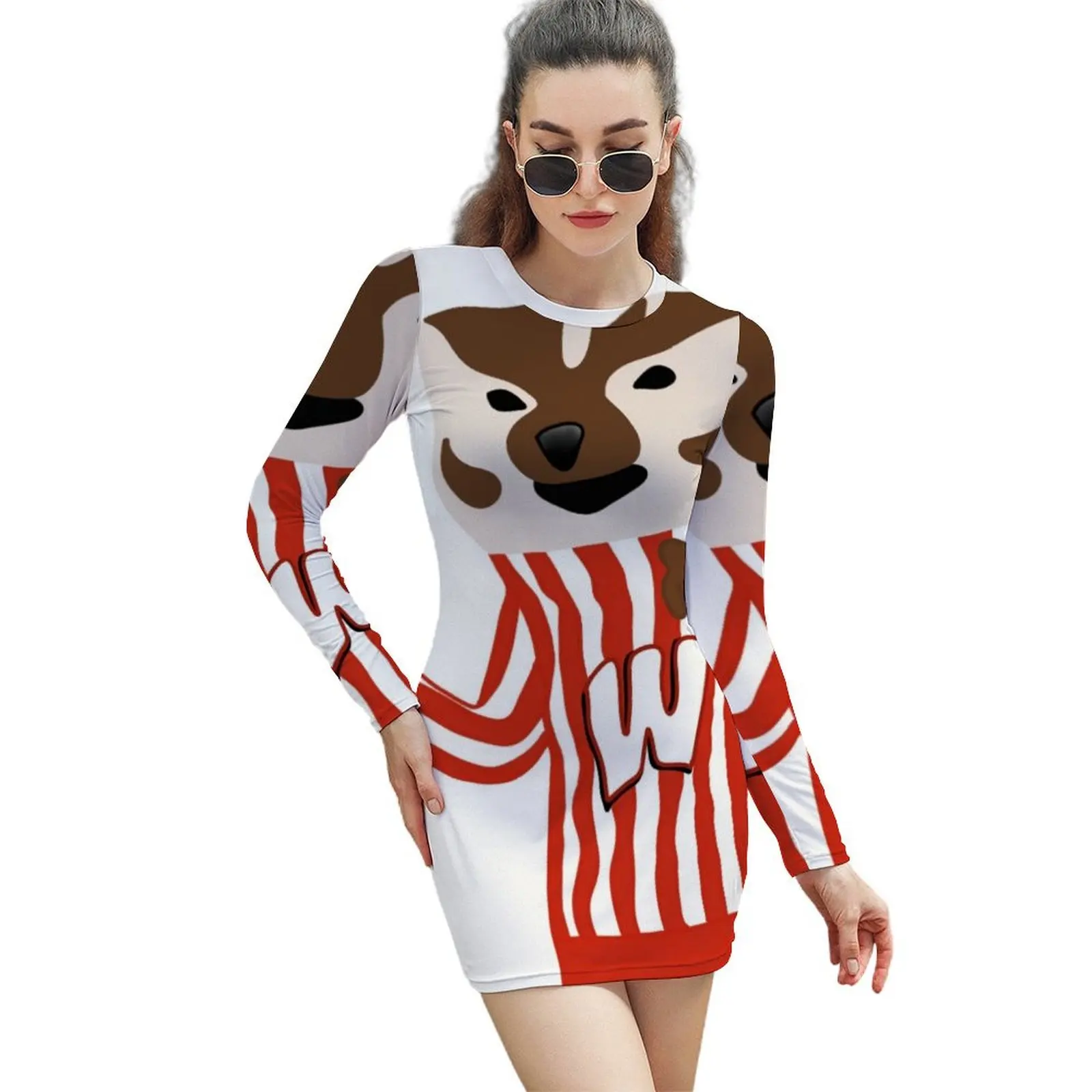 

Bucky Badger & Culvers Long-Sleeved Sheath Dress Elegant gowns dress korean style dresses for women