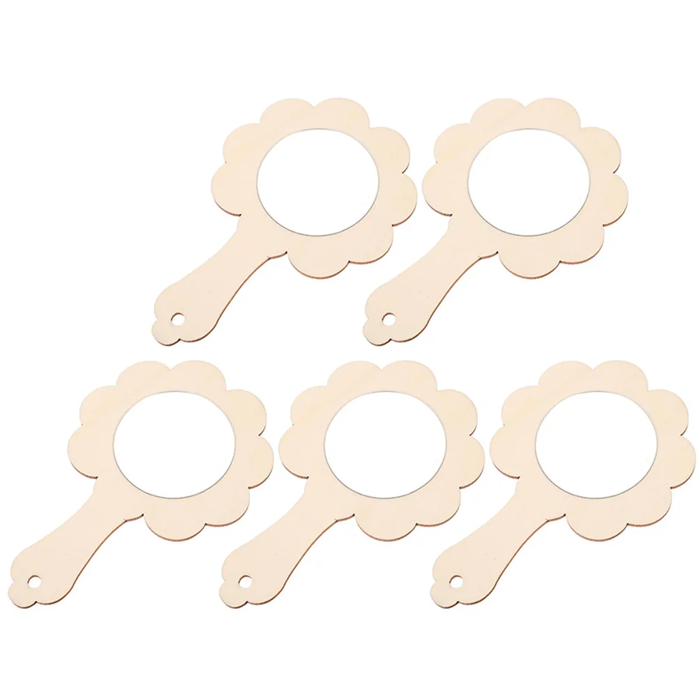 나무 거울 공예 DIY 장난감용 공란에 페인트 칠하기 사랑스러운 물건, 도색되지 않은 핸드헬드 어린이 장난감, 5 개