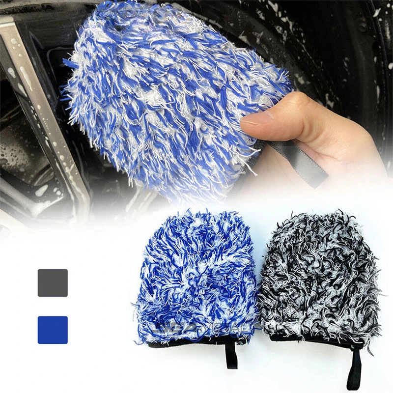 1PC Microfiber Car Washing Gloves Auto Wheel Hub Rim Cleaning Mitt Ultra-Soft Thickening Wash Glove for Car Detailing Care