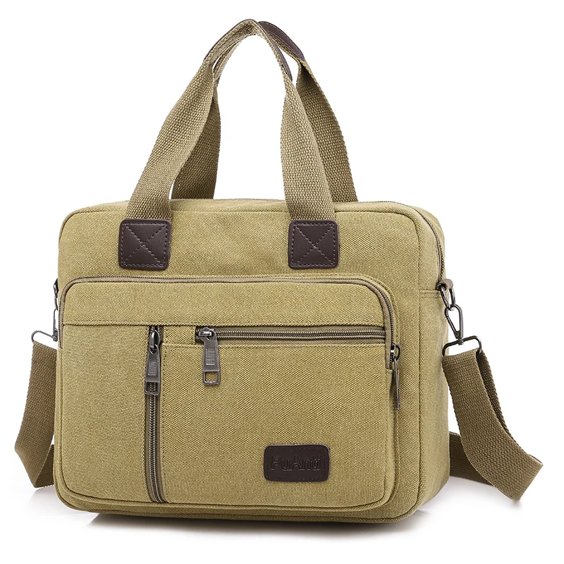 Men's crossbody bag, 15.6-inch laptop handbag, vintage canvas briefcase, shoulder bag