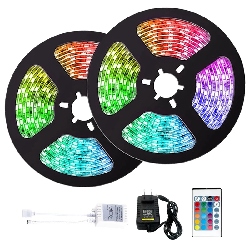 

Светодиодные ленты 10 м 3528 RGB с 24-кнопочным пультом дистанционного управления + контроллер + адаптер питания