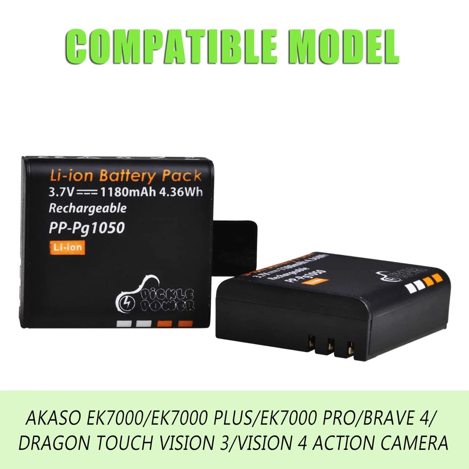 Batterie seule compatible GoPro Hero 12/11/10/9, étiquette visible sur la face avant.
