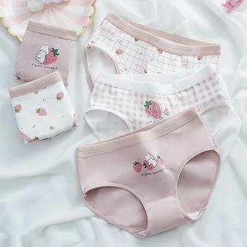 5 pezzi di mutandine per bambine con stampa fragola, slip antibatterici in morbido cotone per bambini da 3 a 16 anni, biancheria intima traspirante per bambini