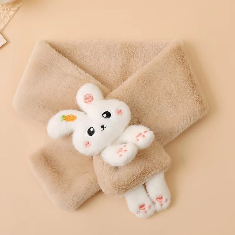 New Korean Baby Warm Scarf Cute Cartoon Rabbit Thick Plush Boy Girl Anti-Cold Neckerchief Outdoor Windproof Kids Neck Covers baby scarf
