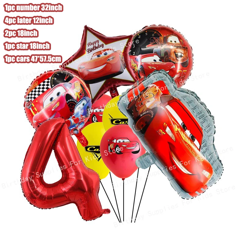 thumbnail image 1 of Nueva decoración para fiesta de cumpleaños de Disney Cars con dibujos animados de Lightning Mcqueen, platos de papel, servilletas, vasos, globos, suministros para eventos, 1 of 5