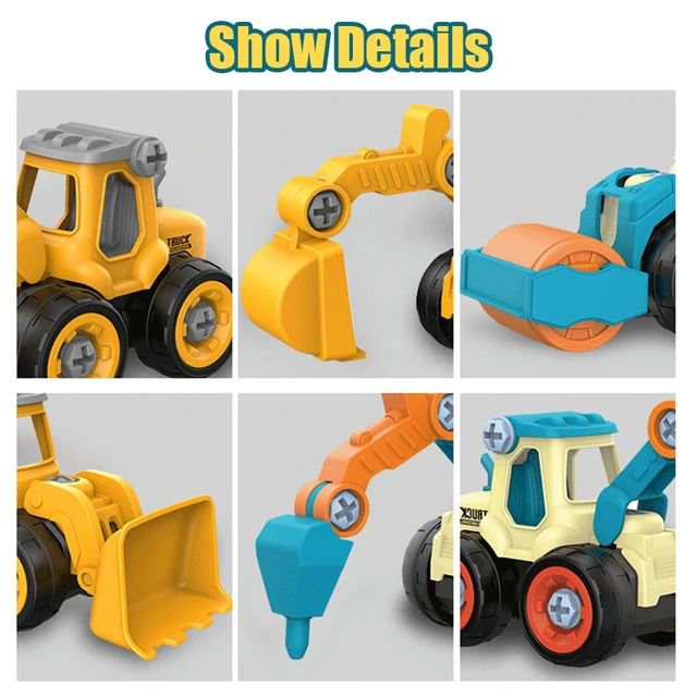 Nut Disassembly Loading Unloading Engineering Truck Excavator Bulldozer Kids Screw Boys Creative Tool Education Toys Car Model 6