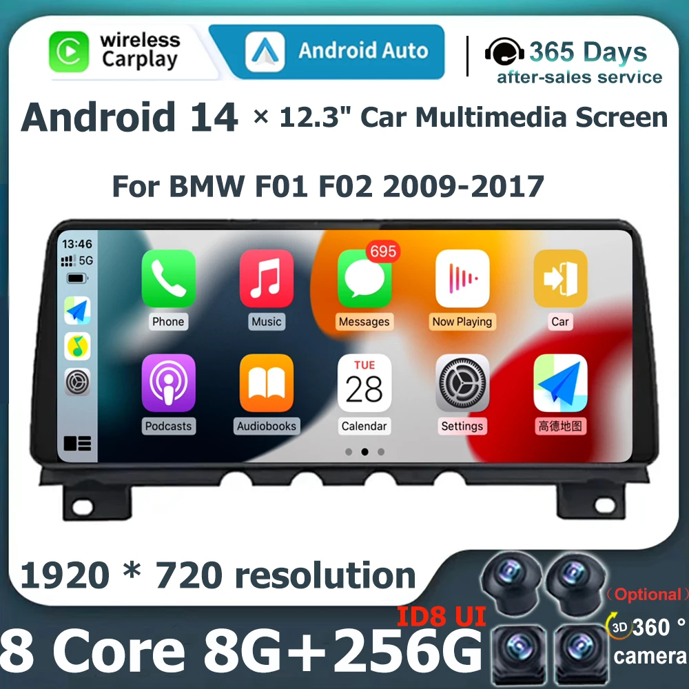 Для BMW 7 серии F01 F02 2009-2015 CIC NBT 12,3 дюймовый сенсорный экран автомобильный видеоплеер Android 14 интеллектуальный все-в-одном Carplay Для BMW 7 серии F01 F02 2009-2015 CIC NBT 12,3 дюймовый сенсорный экран автомобильный видеоплеер Android 14 интеллектуальный все-в-одном Carplay